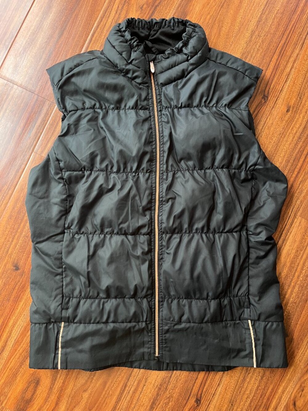 Brooks Insulated Mock Puffer Running Vest Copper Zipper Black L